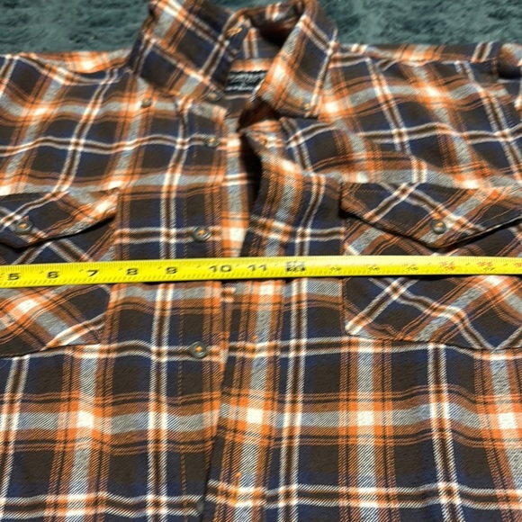 Men's Navy/ Orange Plaid Shirt large - Picture 6 of 8
